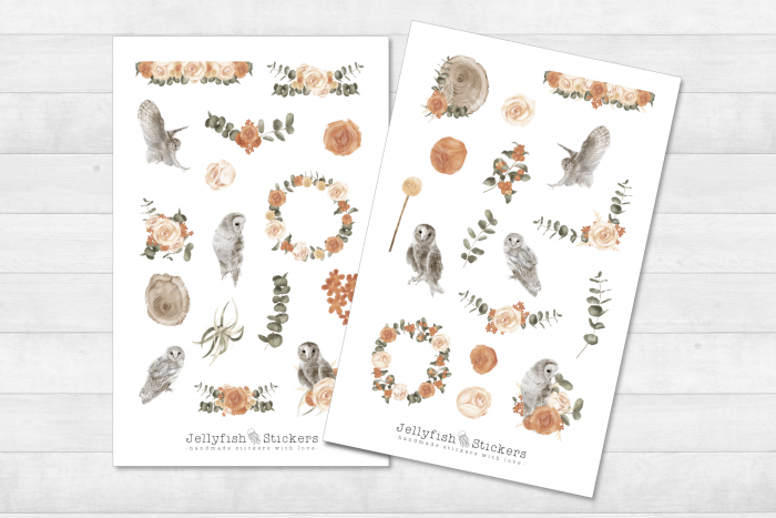 Herbst Eulen Sticker Set